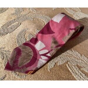 Vintage 70s Necktie 1970s Pink Tropical Groovy Funky Anchor Man Retro Wide Tie